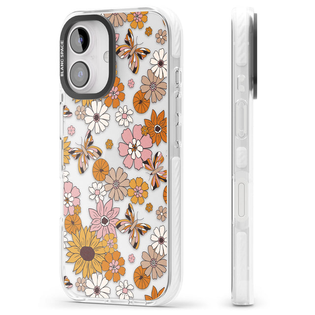 Butterfly & Bloom Autumn Floral Impact Phone Case for iPhone 16, iPhone 16 Plus