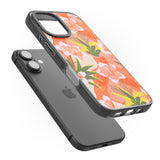 iPhone 16 Pro Max Hawaiian Flowers Abstract Pattern Black Impact Phone Case