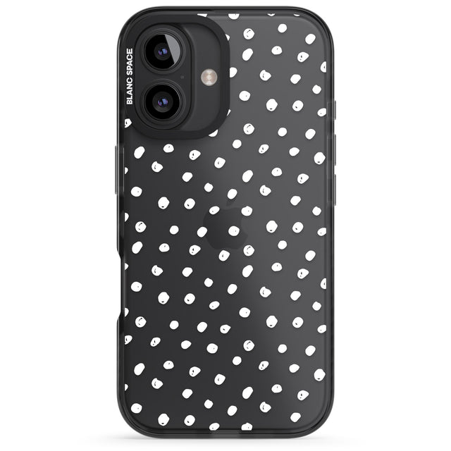 iPhone 16 Pro Max Messy White Dot Pattern Black Impact Phone Case