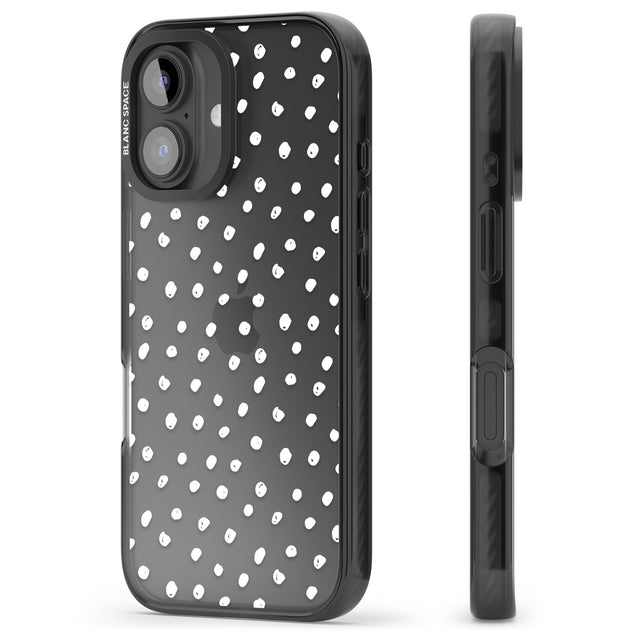 iPhone 16 Pro Max Messy White Dot Pattern Black Impact Phone Case