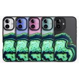 iPhone 16 Pro Max Neon Green & Blue Agate Crystal Transparent Design Black Impact Phone Case