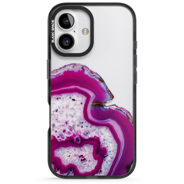 iPhone 16 Pro Max Violet & White Swirl Agate Crystal Clear Design Black Impact Phone Case