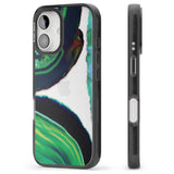 iPhone 16 Pro Max Green & Navy Gemstone Crystal Clear Design Black Impact Phone Case