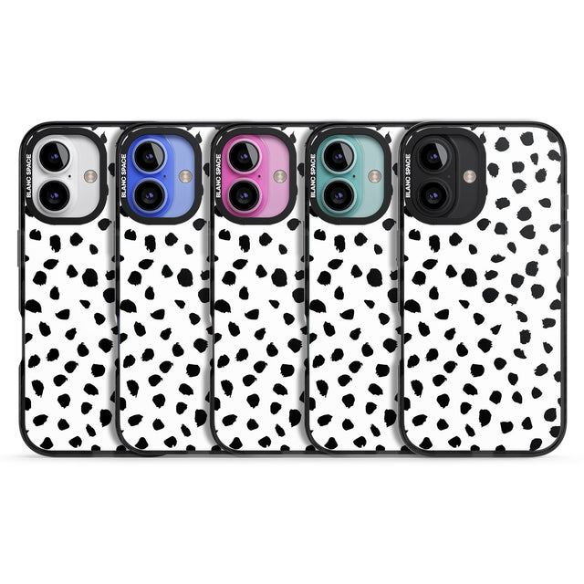 iPhone 16 Pro Max White Dalmatian Print Black Impact Phone Case