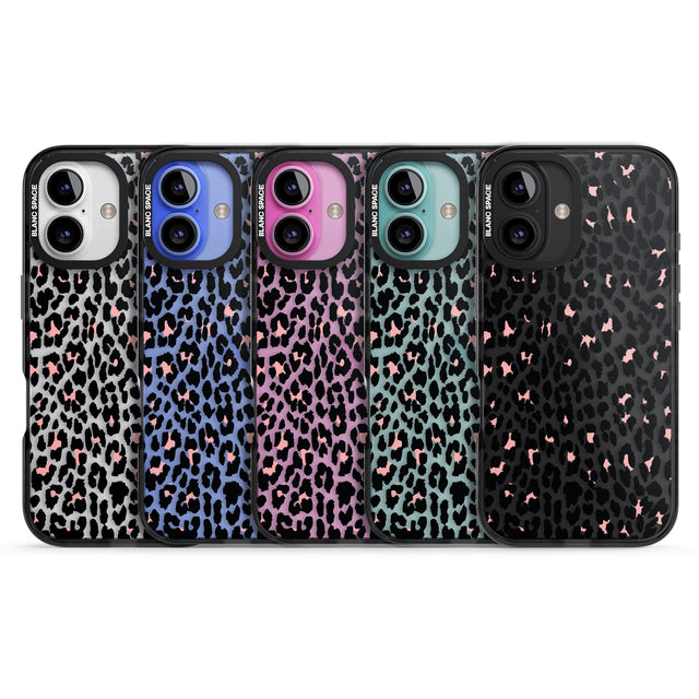 iPhone 16 Pro Max Light Pink Leopard Print - Transparent Black Impact Phone Case