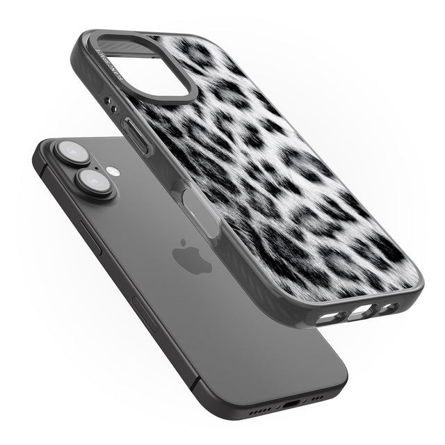 iPhone 16 Pro Max Animal Fur Pattern - Snow Leopard Black Impact Phone Case