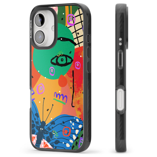 iPhone 16 Pro Max Abstract Butterfly Black Impact Phone Case