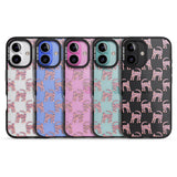 iPhone 16 Pro Max Pink and Blue Cat Pattern Black Impact Phone Case