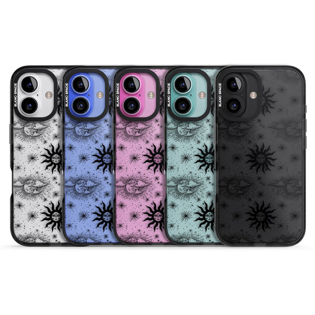 iPhone 16 Pro Max Suns & Clouds Vintage Astrological Black Impact Phone Case