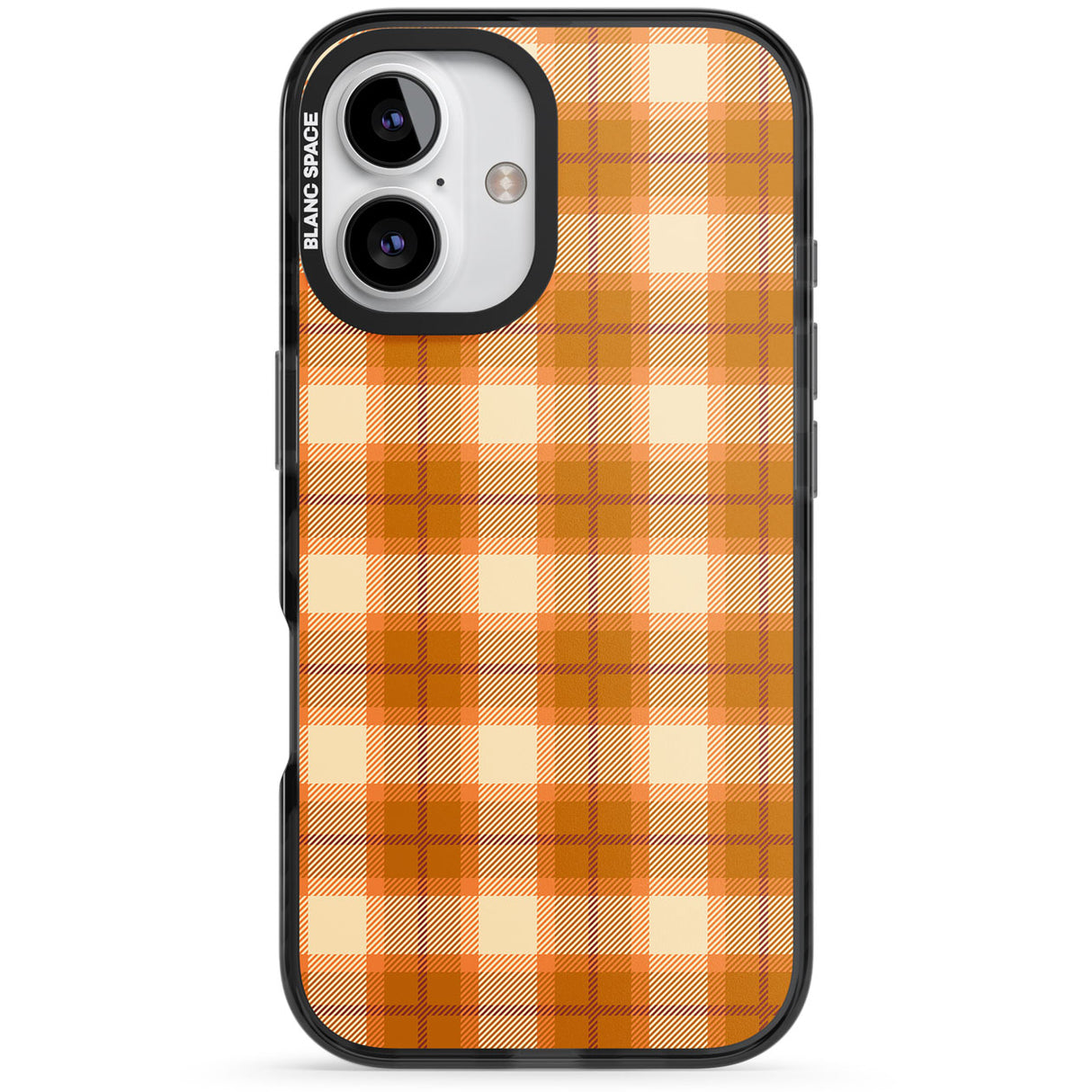 Pumpkin Plaid Black Impact Phone Case for iPhone 16, iPhone 16 Plus