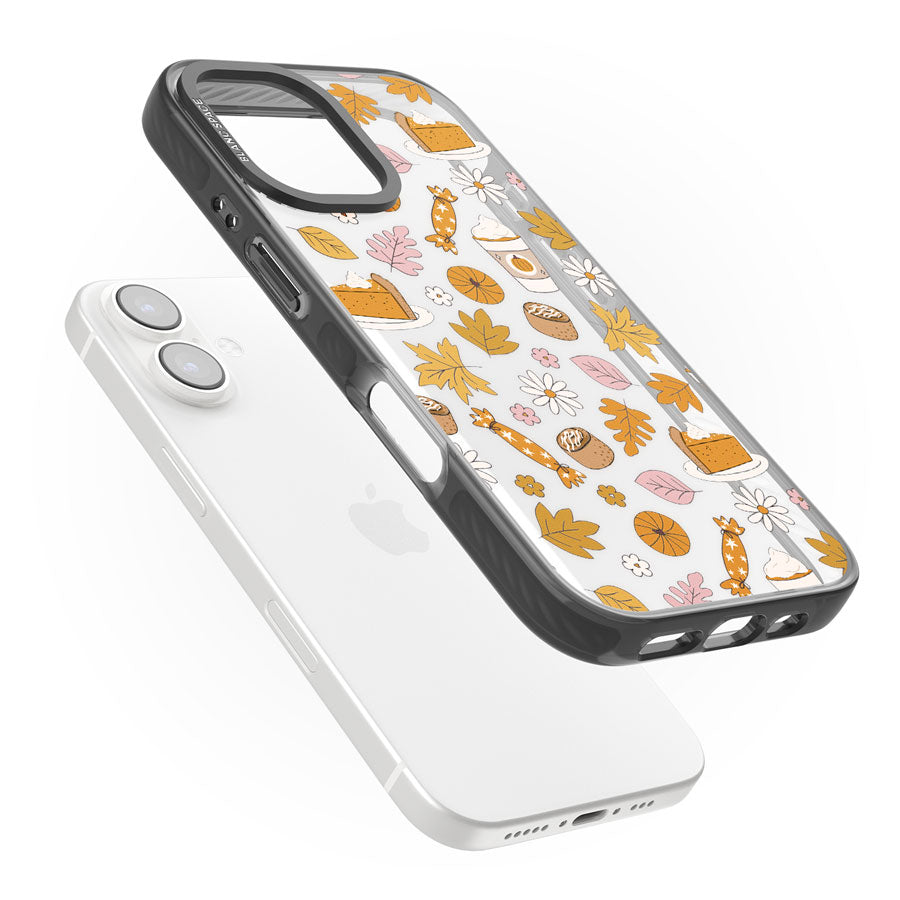 Pumpkin Spice Black Impact Phone Case for iPhone 16, iPhone 16 Plus