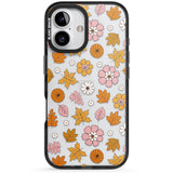 Autumn Leaves and Flowers Black Impact Phone Case for iPhone 16, iPhone 16 Plus