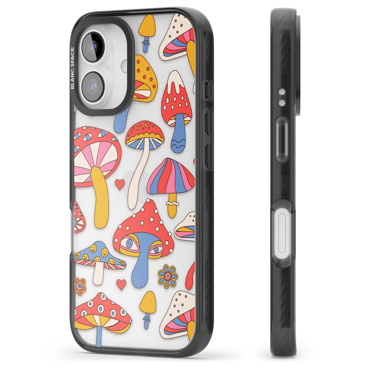 iPhone 16 Vibrant Shrooms Clear Impact Phone Case