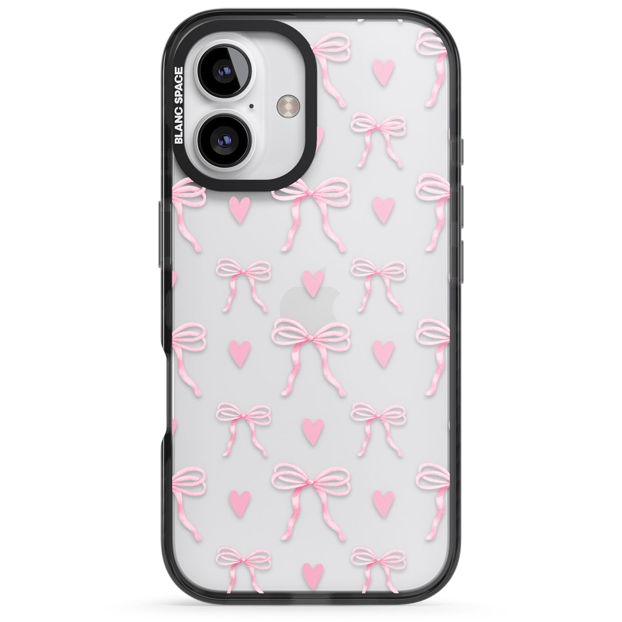 iPhone 16 Pink Bows & Hearts Clear Impact Phone Case