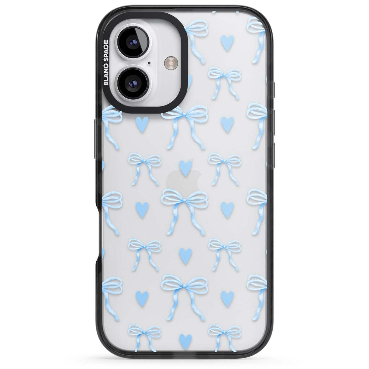 iPhone 16 Blue Bows & Hearts Clear Impact Phone Case