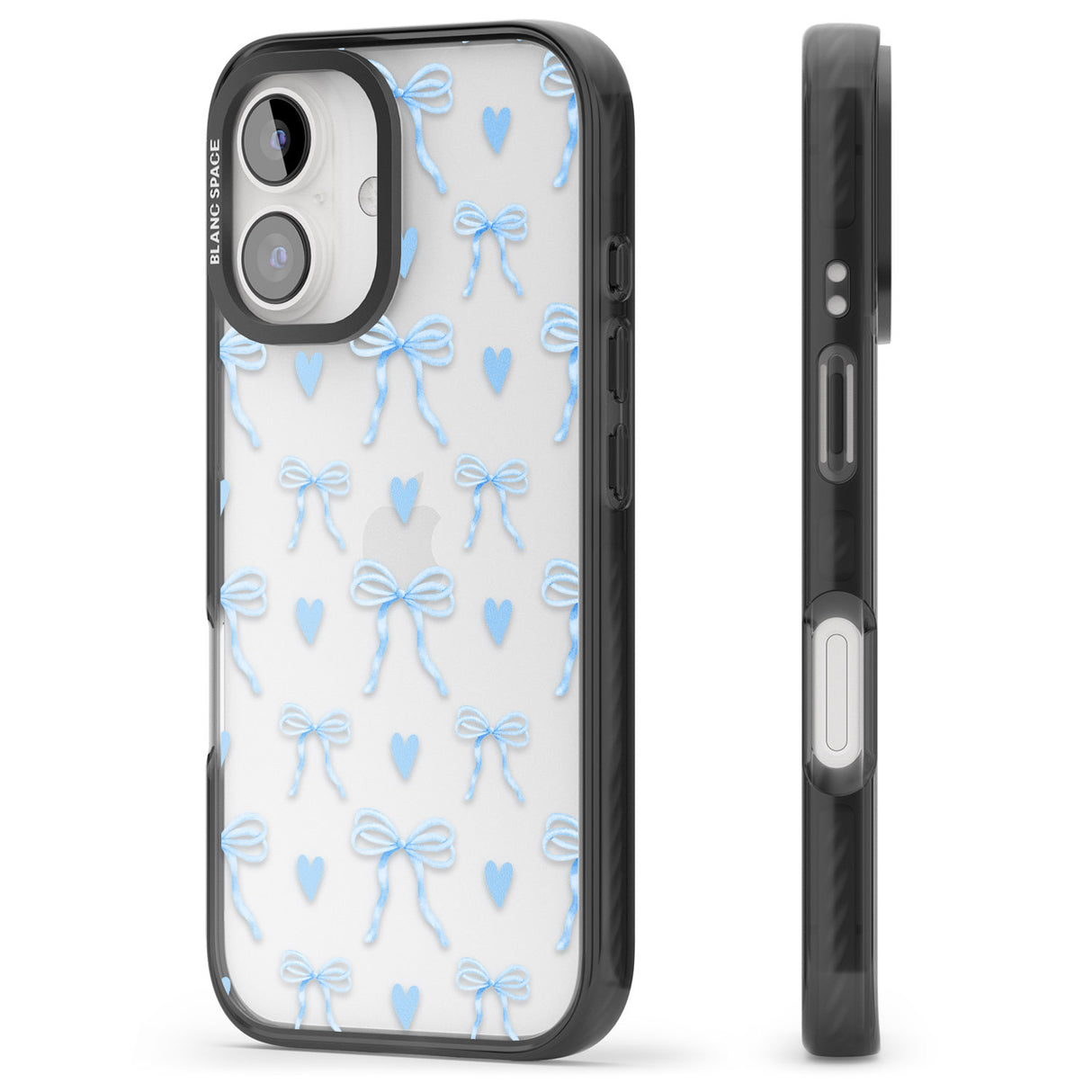 iPhone 16 Blue Bows & Hearts Clear Impact Phone Case