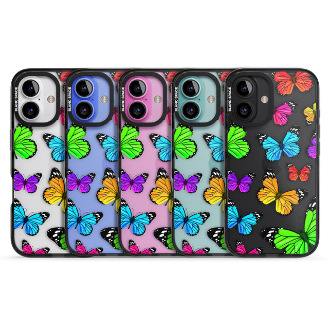 iPhone 16 Pro Max Vibrant Butterflies Black Impact Phone Case