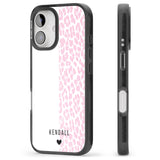 iPhone 16 Pro Max Personalised Pink & White Leopard Spots Black Impact Phone Case