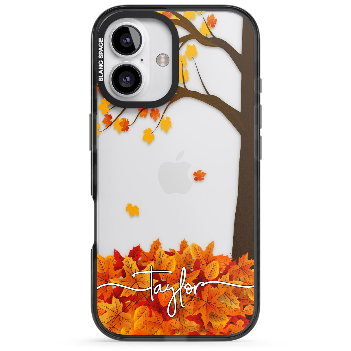 iPhone 16 Pro Max Personalised Autumn Leaves Black Impact Phone Case