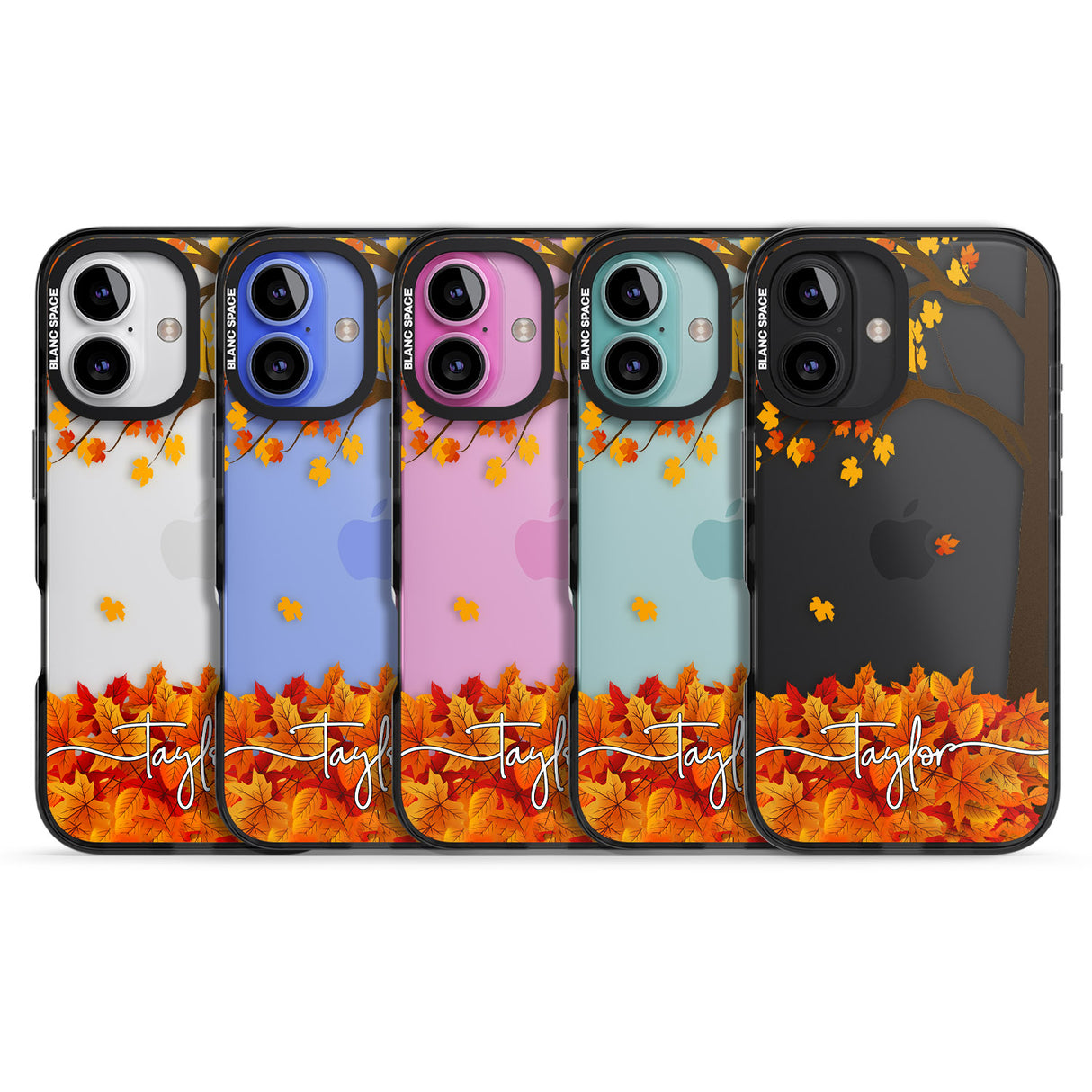 iPhone 16 Pro Max Personalised Autumn Leaves Black Impact Phone Case