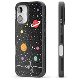 iPhone 16 Pro Max Personalised Cute Cartoon Planets Black Impact Phone Case