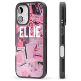 iPhone 16 Pro Max Personalised Sweet Pink Fashion Collage Black Impact Phone Case