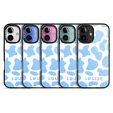 iPhone 16 Pro Max Personalised Blue and White Cow Print Black Impact Phone Case