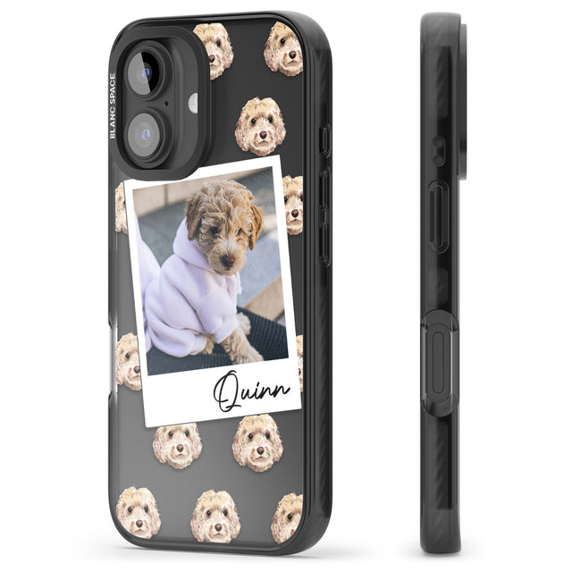 iPhone 16 Pro Max Personalised Cockapoo, Cream - Dog Photo Black Impact Phone Case