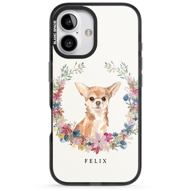 iPhone 16 Pro Max Personalised Chihuahua - Watercolour Dog Portrait Black Impact Phone Case