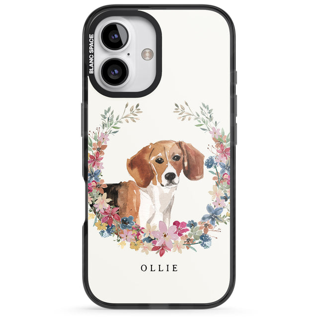 iPhone 16 Pro Max Personalised Beagle - Watercolour Dog Portrait Black Impact Phone Case