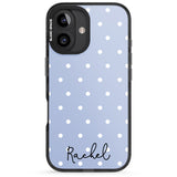 iPhone 16 Pro Max Personalised Simple Light Blue Dots Black Impact Phone Case