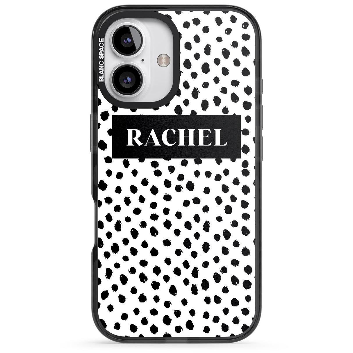 iPhone 16 Pro Max Personalised Black Bar & Dots Black Impact Phone Case