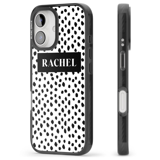 iPhone 16 Pro Max Personalised Black Bar & Dots Black Impact Phone Case