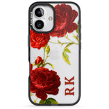 iPhone 16 Pro Max Personalised Clear Vintage Floral Red Roses Black Impact Phone Case