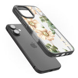 iPhone 16 Pro Max Personalised Clear Vintage Floral Cream Anemones Black Impact Phone Case