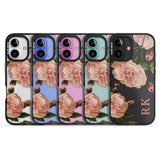 iPhone 16 Pro Max Personalised Clear Vintage Floral Pale Pink Peonies Black Impact Phone Case