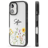 Personalised April Wildfowers Black Impact Phone Case for iPhone 16, iPhone 16 Plus