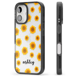 iPhone 16 Pro Max Personalised Sunflowers & Cursive Black Impact Phone Case