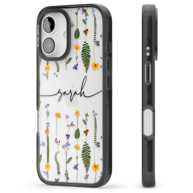 iPhone 16 Pro Max Personalised Wildflower Floral Black Impact Phone Case