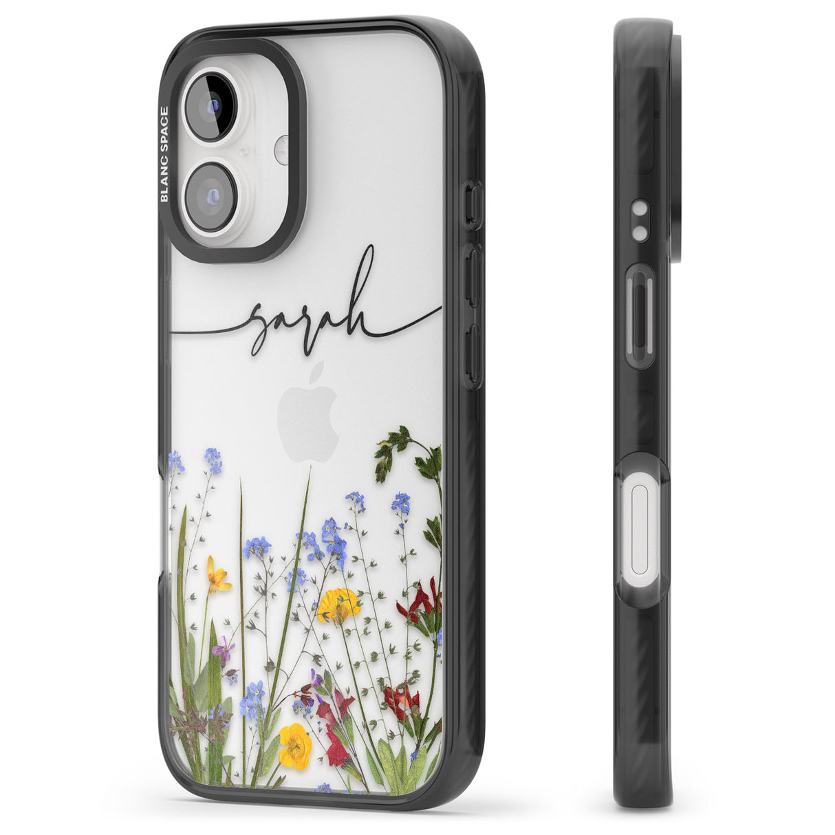 iPhone 16 Pro Max Personalised Wildflower Floral Black Impact Phone Case