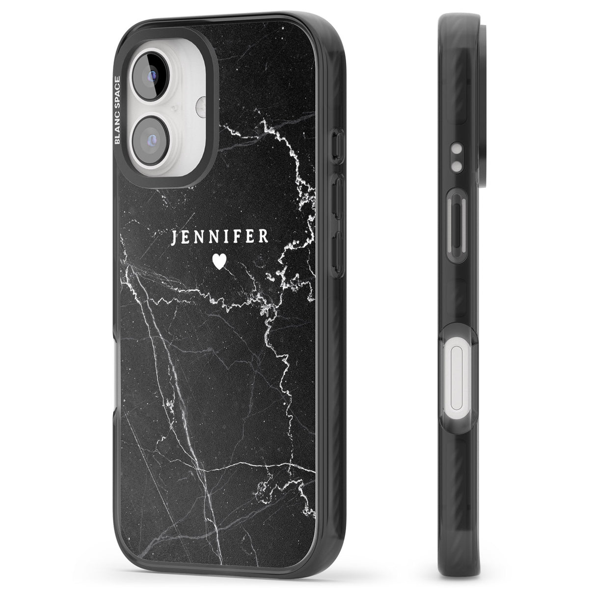 iPhone 16 Pro Max Personalised Black Marble 2 Black Impact Phone Case