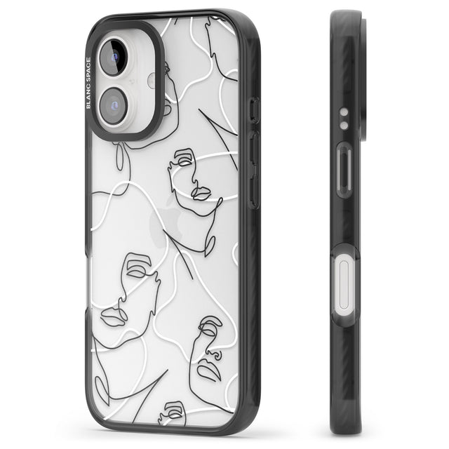 iPhone 16 Pro Max Personalised Abstract Faces Black Impact Phone Case