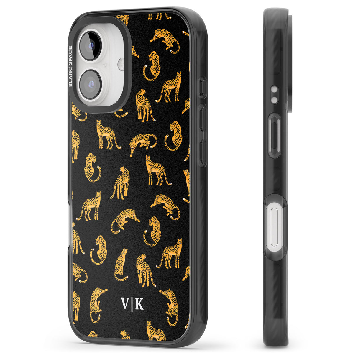 iPhone 16 Pro Max Personalised Cheetah Pattern: Black Black Impact Phone Case