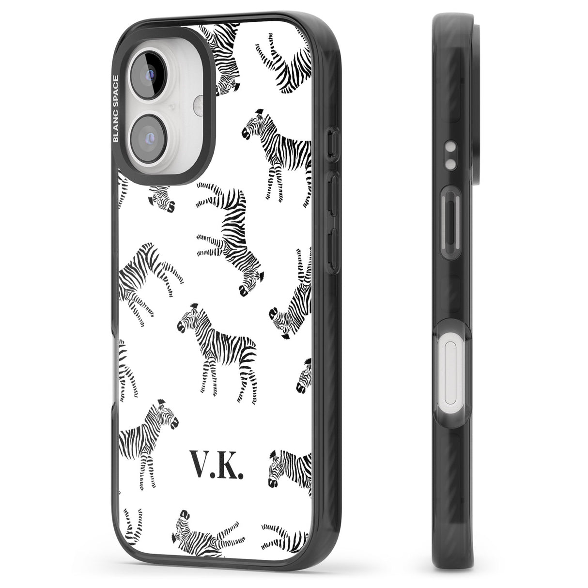 iPhone 16 Pro Max Personalised Zebra Pattern Black Impact Phone Case