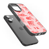 iPhone 16 Pro Max Personalised Red Tiger Outlines on Pink Black Impact Phone Case