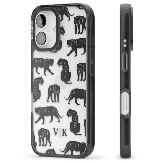 iPhone 16 Pro Max Personalised Tiger Silhouettes Black Impact Phone Case