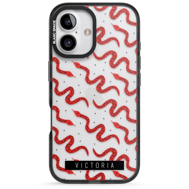 iPhone 16 Pro Max Personalised Snake Pattern Black Impact Phone Case