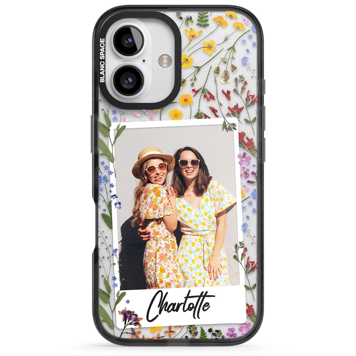 iPhone 16 Pro Max Personalised Wildflower Instant Photo Black Impact Phone Case