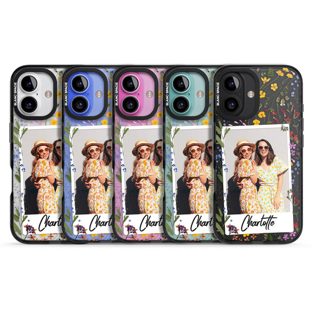 iPhone 16 Pro Max Personalised Wildflower Instant Photo Black Impact Phone Case