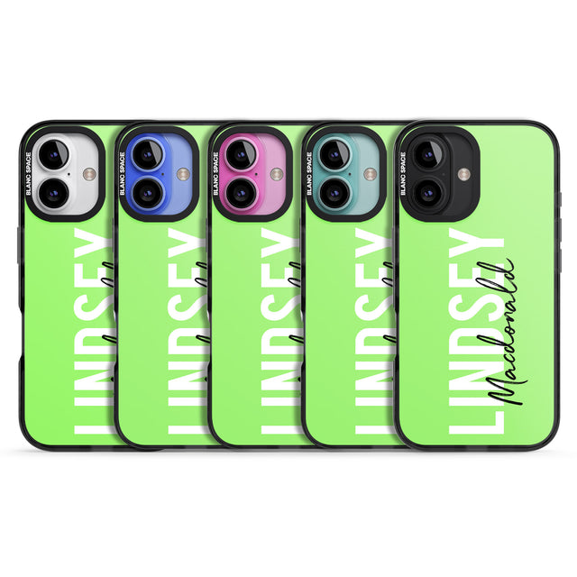 iPhone 16 Pro Max Personalised Bold Name: Lime Black Impact Phone Case